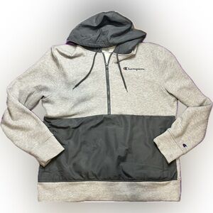 Champion Men’s Fleece Woven-Mix Half Zip Two Tone Hoodie